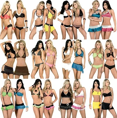 Venta al por mayor Lote Bikini Traje de Baño Falda Gogo Stripper Club Baile Ropa Rave S M L XL Foto 1 de 3