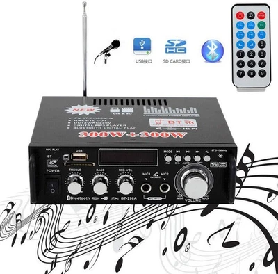 600W HiFi-Verstärker 220V Bluetooth Mini Endstufe USB SD AUX Musik Sound Party - Bild 1 von 4