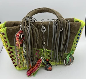 Handmade Upcycled BASBAG Ecological Art OOAK Mexico Soda Can Pop Tops Suede - Picture 1 of 13