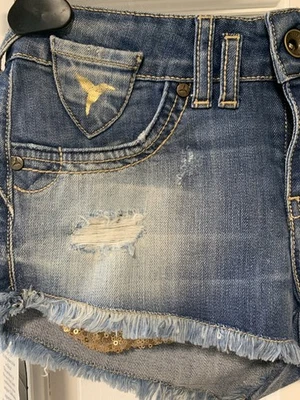 Ushuaia Jean Shorts With Gold Sequin Pockets & Gold Metallic Paint Size: XS - Image 1 of 4