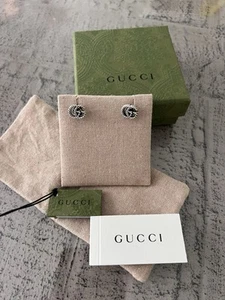 Authentic Gucci Sterling Silver Marmont Double G Stud Earrings - Picture 1 of 5