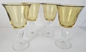 Calice vetro pesante tè acqua vino giallo citrino alto 8,25" lotto di 4 - Foto 1 di 10