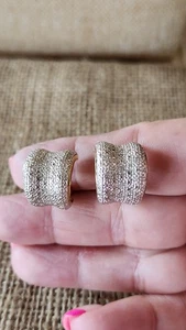 Sterling Silver Half Hoop Clip On Earrings With Gold Overlay They Measure .62"  - Picture 1 of 6