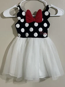 Disney Minnie Mouse Girls Size 2 Dress Tulle Skirt Puffed Bow Sleeveless Puffy - Picture 1 of 6