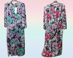 Women's Elegant Summer Pure Silk Patterned Dress Vintage Original Perfect Con's - Picture 1 of 19