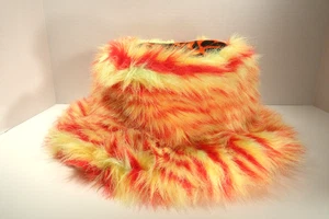 Cappello fuzzy peloso finto secchiello arancione e giallo - Foto 1 di 4