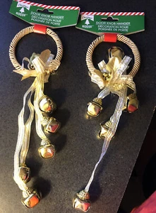 Lotto 2 Appendiabiti Porta Anello Oro Con Campane Oro Natale - Foto 1 di 2
