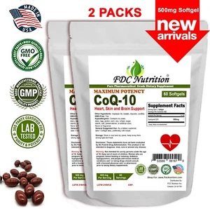 CoQ-10 500 mg 120 cápsulas blandas Coq10 Co Q10 soporte cardíaco coenzima hecho en EE. UU. - Imagen 1 de 2