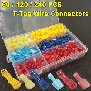 Kit combinado de conectores de terminales de cable de empalme rápido 240 piezas aislados 22-10 AWG - Imagen 1 de 15