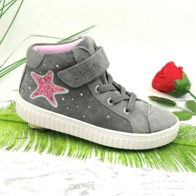 LURCHI-SALAMANDER LURCHI YENNI Gr. 28 & 31 Mädchen hoher Sneaker Leder Klett Grau Seestern NEU OVP