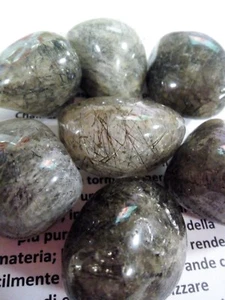 QUARZO TORMALINATO Mis XL Burattati Cristalloterapia Magia Chakra Yoga Zen Wicca - Picture 1 of 3