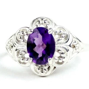 Anillo de plata esterlina 925 para damas, amatista, SR125 - Imagen 1 de 5