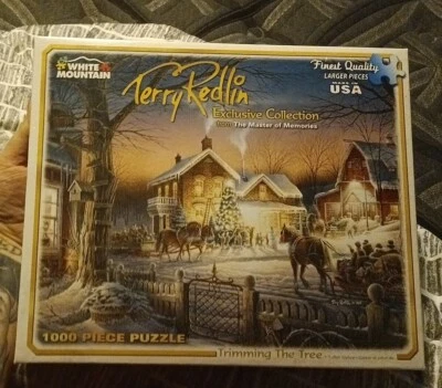 White Mountain Trimming The Tree PUZZLE Terry Redlin LARGE PIECES New Sealed - Image 1 of 4