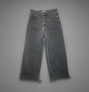 Madewell Women's 26 WIDE LEG CROP Black Button Front Edition Jeans J7952 - Picture 1 of 8
