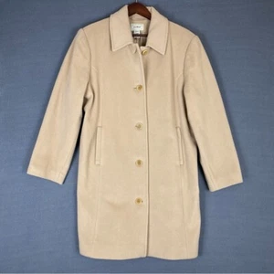 L.L. Bean Wool Coat Women's 18 Petite Camel Three Quarter Length Academia - Picture 1 of 11