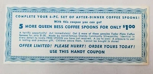 Vintage Queen Bess Coffee Spoons Coupon 1958 - Picture 1 of 3