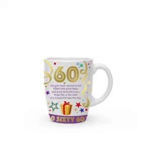 New boxed 60th birthday present gift fine china mug coffee cup Free P+P - Picture 1 of 2