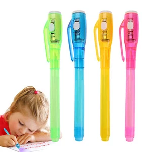 4pcs Invisible UV Blacklight Glow Ink Marker Pen Set With UV Lights Washable - Picture 1 of 12