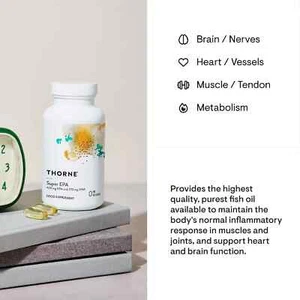Thorne Super EPA Omega-3 Fatty Acids 425mg DHA 270mg Supplement 90 Gelcaps - Picture 1 of 3