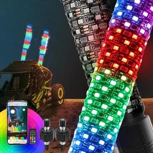 1FT LED Whip Chasing Antenna Spiral Lights w/ Remote Pair For Can-Am Maverick X3 - Picture 1 of 18