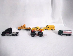 Diecast Lot/5 Vehicles 1:64- Panel Truck Tractor Cabs Monster Truck Gas Tanker - Picture 1 of 22