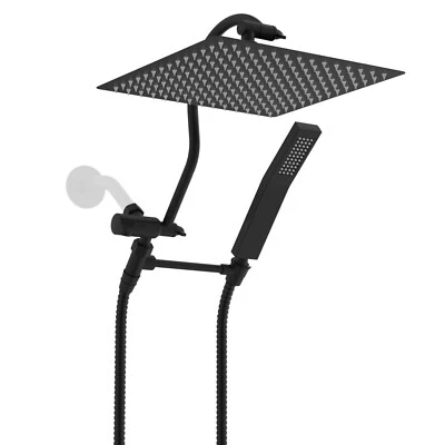 12'' High Pressure Rainfall Shower Head Combo with Handheld Shower Wand Black - Image 1 of 4