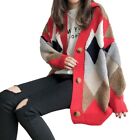 Warm and Cozy Winter Sweater Coat for Women Plaid Cardigan Knitted Top