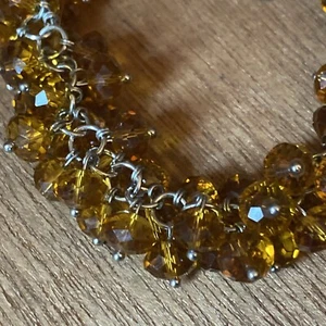 Amber Beaded Bracelet Ladies Costume Jewellery - Acrylic Cluster Beads - Picture 1 of 4
