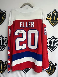 LARS ELLER Washington Capitals SIGNED Autographed JERSEY Fanatics COA XL - Picture 1 of 4