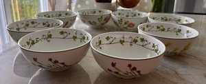8 Portmeirion Welsh Wild Flowers Coupe Fruit Cereal Bowls - Picture 1 of 13