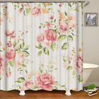 Shocur Watercolor Vintage Floral Shower Curtain, Blush Pink Peach Rose Blossom A