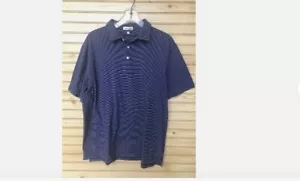 Polo golf Peter Millar blu navy a righe Pima misto cotone/seta uomo XL - Foto 1 di 8