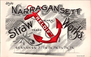 Narragansett Straw Works Hutschachtel Etikett "Reldif" - Bild 1 von 2