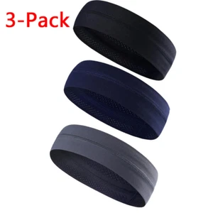 3er-Pack Herren Schweißband Stirnband Yoga Fitnessstudio Laufen Stretch Sport Kopfband - Bild 1 von 12