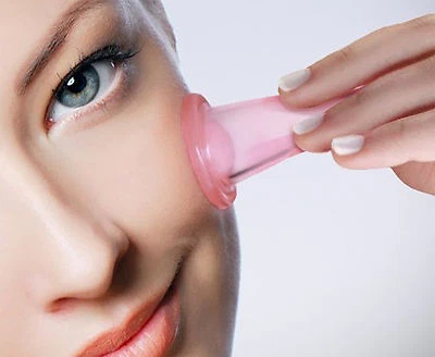 GLAMZA 2 x Large Cup Facial Face Eye Silicone Cupping Vacuum Suction Lifting Massage