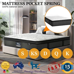 Mattress Queen King Double Single Size 9-Zone Pocket Spring 34cm Medium Firm NEW - Picture 1 of 36
