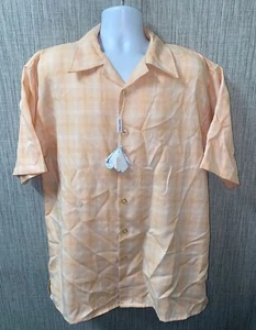 Daniel Ellissa Mens Orange Polyester Short Sleeve Button Front Shirt Size L - Picture 1 of 6