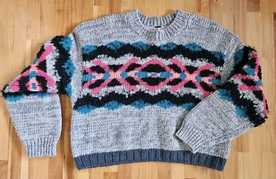 Suéter Boho Tejido Recortado Free People I Heart You Rosa Manga Globo Mediano Foto 1 de 4