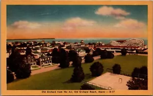 Old Orchard Beach Maine from Air Linen Postcard Unposted - Picture 1 of 2