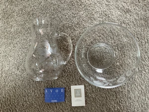 Avon Hummingbird Collection Lead Crystal Pitcher & Serving Bowl Free Shipping - Picture 1 of 9