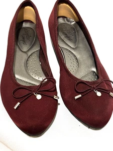 Women's Dexflex Comfort Calypso Maroon Fabric Wedge Ballet Flats Shoes sz 8.5 - Picture 1 of 10
