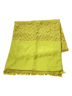 Hermes Bufanda con Flecos Seda Angora Verde Patrón Floral Longitud 142cm Ancho 35cm Foto 1 de 2