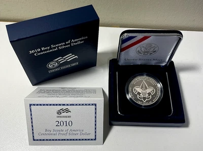 2010 Boy Scouts of America Silver Dollar Proof US Mint $1 Commemorative OGP/COA - Image 1 of 4