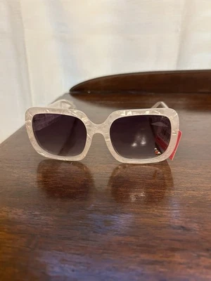 Betsey Johnson Square White Sunglasses With Metal Bird Embellishment NWT   - Image 1 of 4