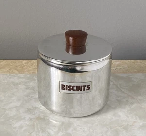 Mid Century Sona Stainless Steel Biscuit Tin Vtg - Picture 1 of 7