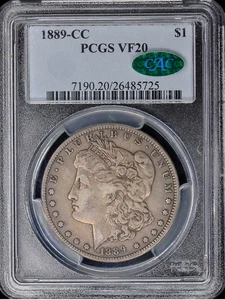 1889-CC MORGAN SILVER DOLLAR~PCGS VF20 CAC APPROVED~EXCELLENT KEY DATE EXAMPLE * - Picture 1 of 7