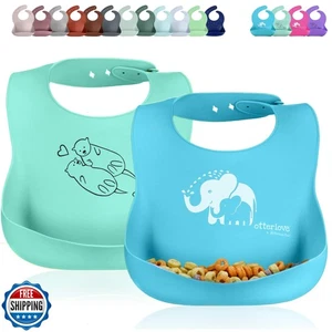 Otterlove Silikon Lätzchen - 100% Pure Platinum LFGB Baby Lätzchen 6-48 Monate - ohne Fille - Bild 1 von 5