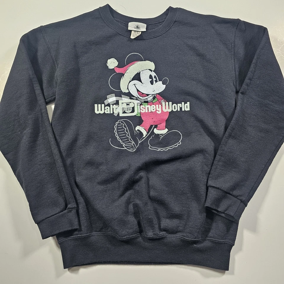 Disney World Mickey Mouse Santa Navidad Sudadera Negra Para Mujer Grande Y2K  Foto 1 de 4