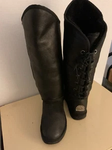 Pajar Damen schwarz Leder Lammfell Overknee wasserdicht Stiefel Größe 9/40 - Bild 1 von 10