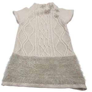 Cynthia Rowley Maglione Vestito Bambina 12M Avorio Crema Maglia Oro Impreziosito - Foto 1 di 7